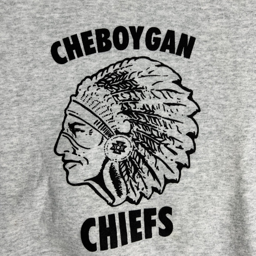 VTG Cheboygran Chiefs Sweatshirt Mens XL Gray Northern Michigan 1990s Crew Neck - Picture 2 of 14